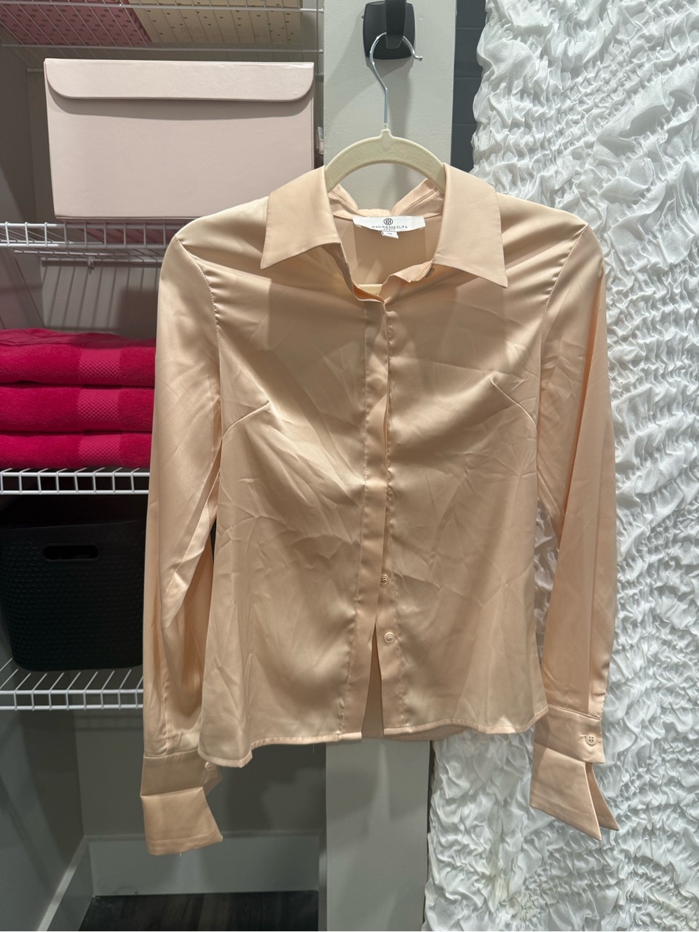Jean Pierre Peach-Cream Button Down Collared Shirt